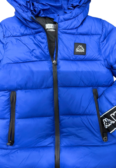 Piumino Kappa da Bambino Blu Elettrico con Cappuccio  - Vendita Moda s