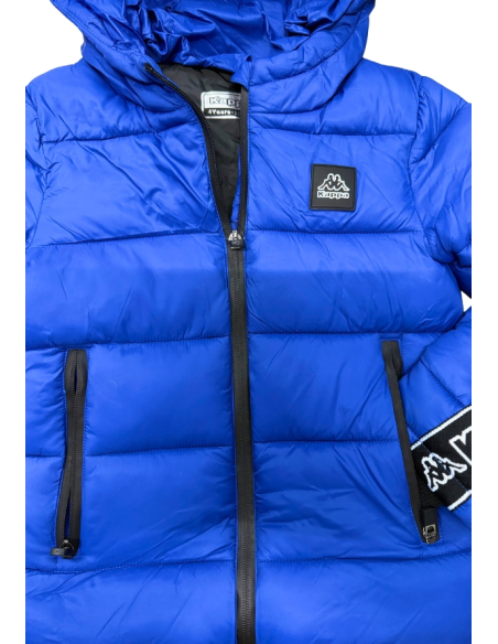 Piumino Kappa da Bambino Blu Elettrico con Cappuccio  - Vendita Moda s