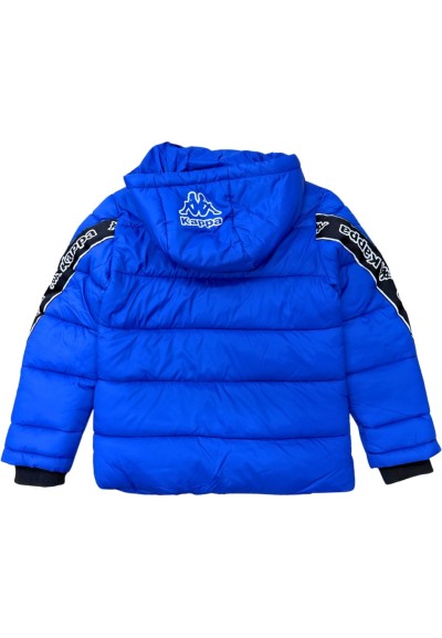 Piumino Kappa da Bambino Blu Elettrico con Cappuccio  - Vendita Moda s