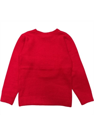 Maglione Natalizio da Bambina Rosso, Renna Effetto Lana  - Vendita Mod