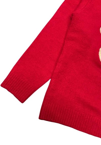 Maglione Natalizio da Bambina Rosso, Renna Effetto Lana  - Vendita Mod