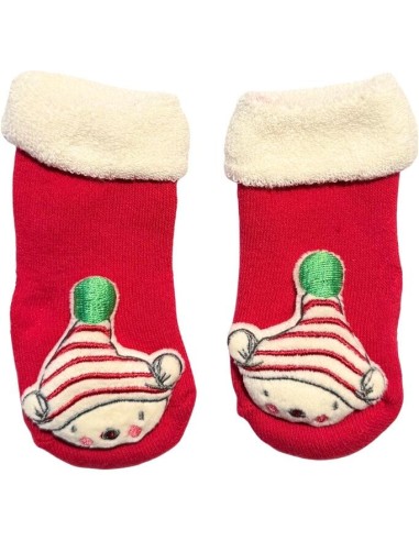 Calzine Natalizie Losan Neonato, Rosse con Elfo a Sonaglio  - Vendita 