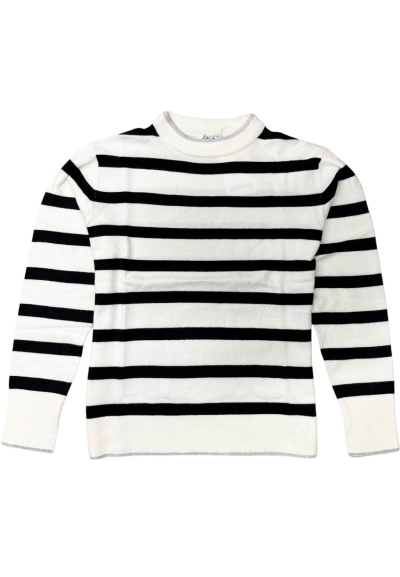 Maglia da donna a righe bianche e nere chic  - Vendita Moda sportiva