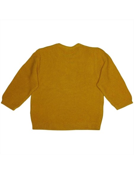 Maglioncino Neonato Senape con Dettaglio Baffi di Felino  - Vendita Mo