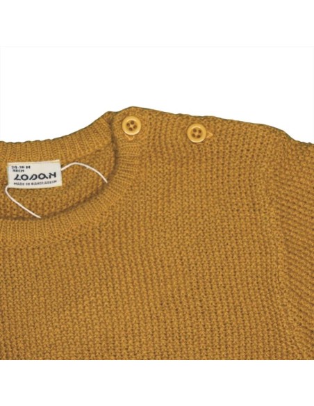 Maglioncino Neonato Senape con Dettaglio Baffi di Felino  - Vendita Mo