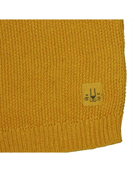 Maglioncino Neonato Senape con Dettaglio Baffi di Felino  - Vendita Mo