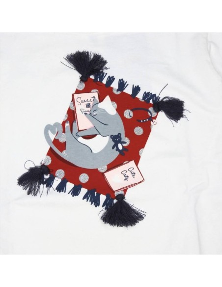 Sweet Cat - T-shirt Bianca con Gatto e Cuscino  - Vendita online | GBM