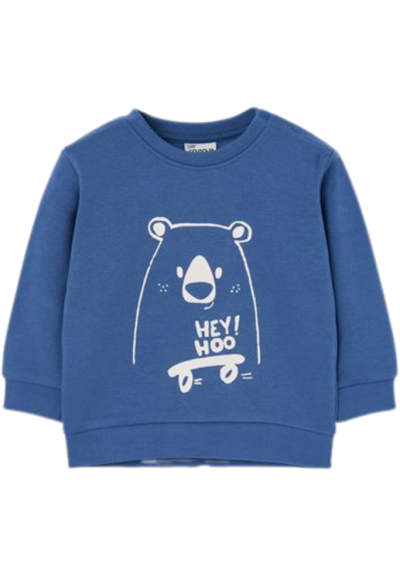 Felpa Losan Blu Skate Bear -Cotone Felpato con Bottoni  - Vendita Moda