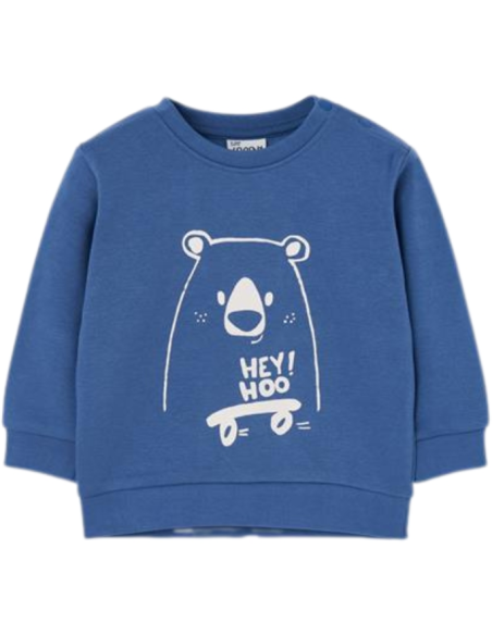 Felpa Losan Blu Skate Bear -Cotone Felpato con Bottoni  - Vendita Moda