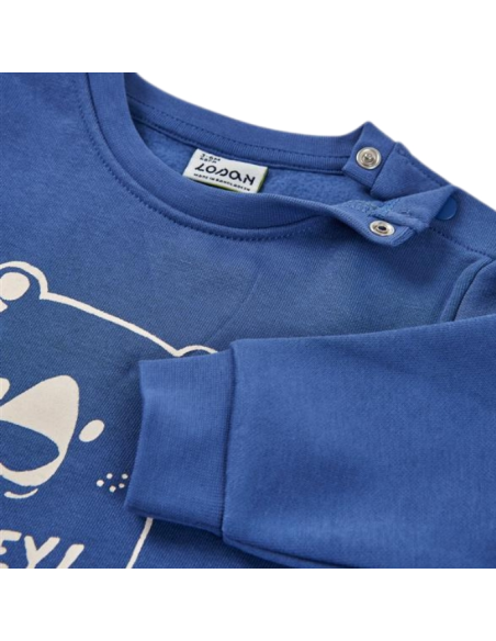 Felpa Losan Blu Skate Bear -Cotone Felpato con Bottoni  - Vendita Moda