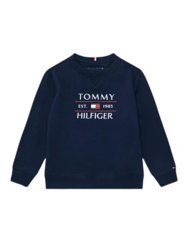 Felpa ragazzi unisex Tommy Hilfiger cotone spugna blu.  - Vendita Moda