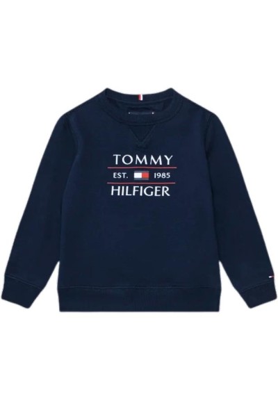 Felpa ragazzi unisex Tommy Hilfiger cotone spugna blu.  - Vendita Moda