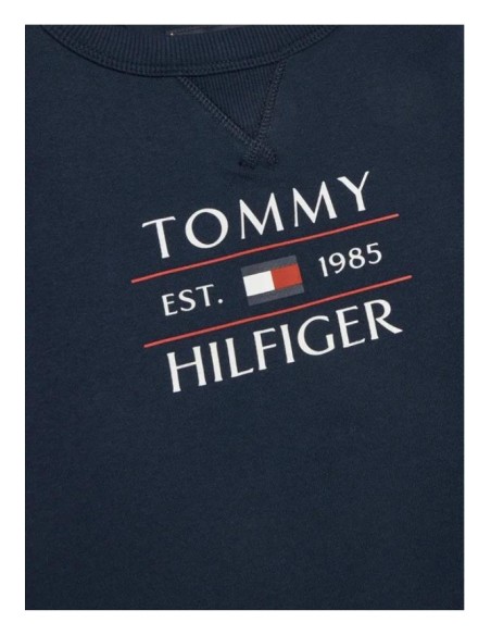 Felpa ragazzi unisex Tommy Hilfiger cotone spugna blu.  - Vendita Moda