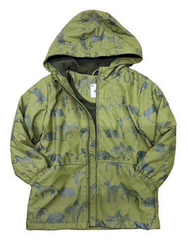 Giubbotto Bambino Verde Safari con Animali, Interno in Pile  - Vendita