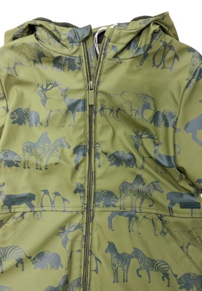 Giubbotto Bambino Verde Safari con Animali, Interno in Pile  - Vendita