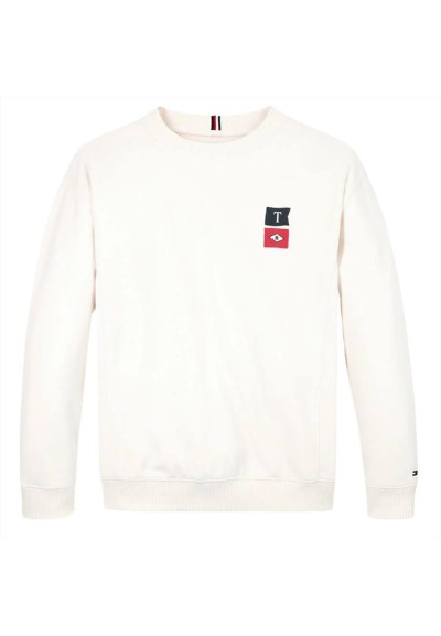 Felpa Bianca Stile Nautico Tommy Hilfiger da Ragazzo  - Vendita Moda s