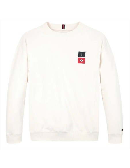 Felpa Bianca Stile Nautico Tommy Hilfiger da Ragazzo  - Vendita Moda s