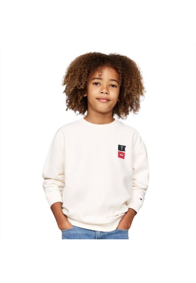 Felpa Bianca Stile Nautico Tommy Hilfiger da Ragazzo  - Vendita Moda s
