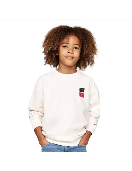 Felpa Bianca Stile Nautico Tommy Hilfiger da Ragazzo  - Vendita Moda s