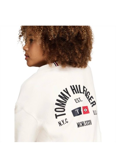 Felpa Bianca Stile Nautico Tommy Hilfiger da Ragazzo  - Vendita Moda s
