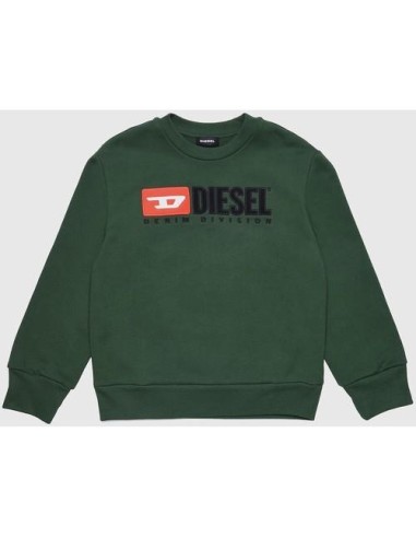 Felpa bambino Diesel in cotone garzato, colore verde  - Vendita Moda s