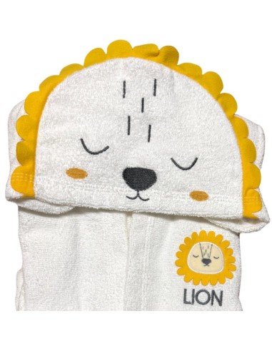 Set Bagno Neonato Leoncino Coccoloso 3 Pezzi in Morbido Cotone Bianco  2