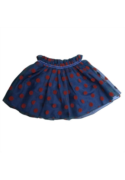 Gonna bimba blu scuro in Tulle con Pois Rossi  - Vendita online | GBMs