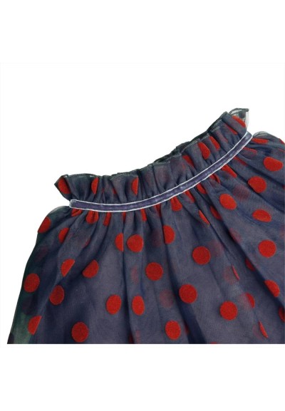 Gonna bimba blu scuro in Tulle con Pois Rossi  - Vendita online | GBMs