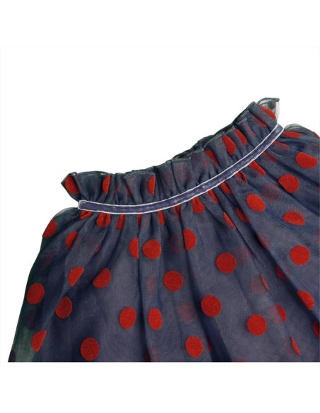 Gonna bimba blu scuro in Tulle con Pois Rossi  - Vendita online | GBMs