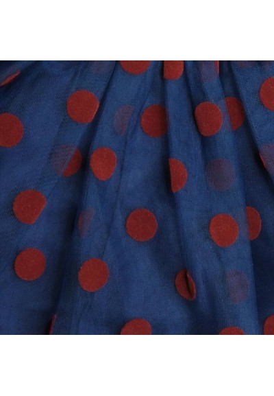 Gonna bimba blu scuro in Tulle con Pois Rossi  - Vendita online | GBMs