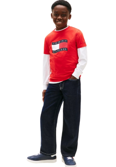 T-Shirt Tommy Hilfiger wavy flag, Bambino e Ragazzo in Cotone  - Vendi