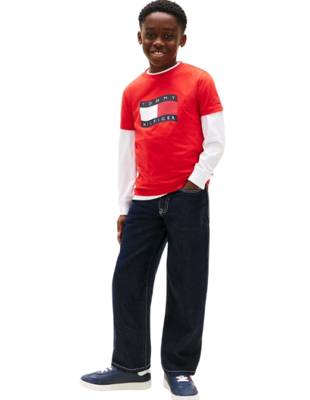 T-Shirt Tommy Hilfiger wavy flag, Bambino e Ragazzo in Cotone  - Vendi