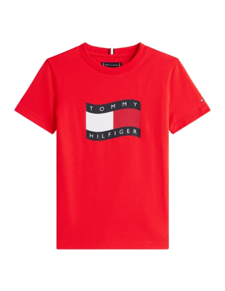 T-Shirt Tommy Hilfiger wavy flag, Bambino e Ragazzo in Cotone  - Vendi