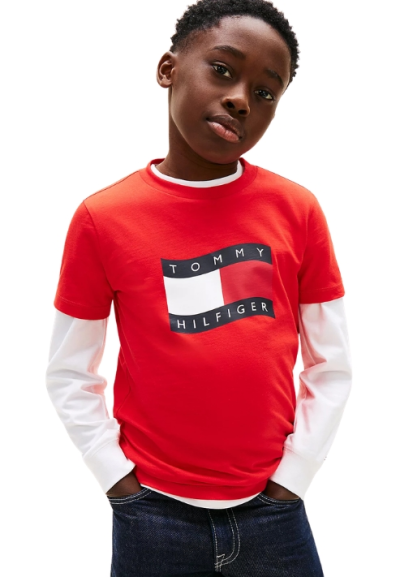T-Shirt Tommy Hilfiger wavy flag, Bambino e Ragazzo in Cotone  - Vendi