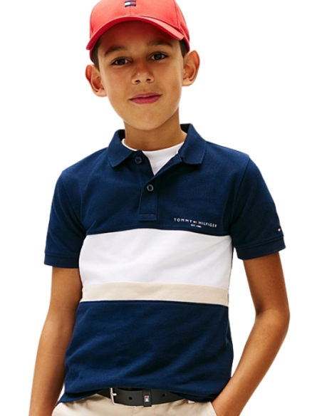 Polo Tommy Hilfiger mini corp emb clrblock da Ragazzo, Stile iconico p