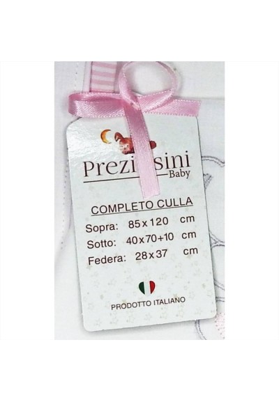 Lenzuolini bambina 3 pz. rosa fantasia e ricamo  - Vendita Moda sporti