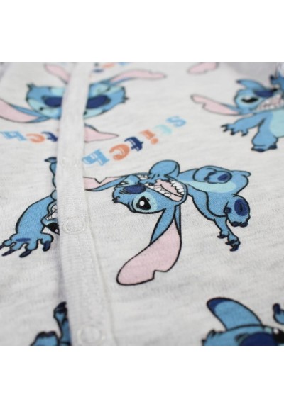 Tutina Neonato Disney Stitch, Grigia con Stampa All Over e Chiusura a 