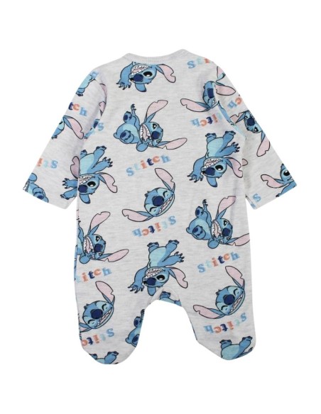 Tutina Neonato Disney Stitch, Grigia con Stampa All Over e Chiusura a 