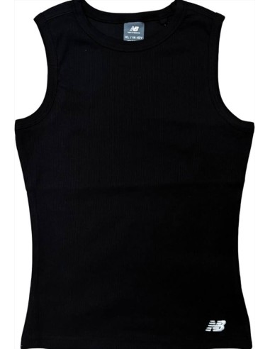 Canotta Nera da Ragazza a Costine in Cotone New Balance  - Vendita Mod