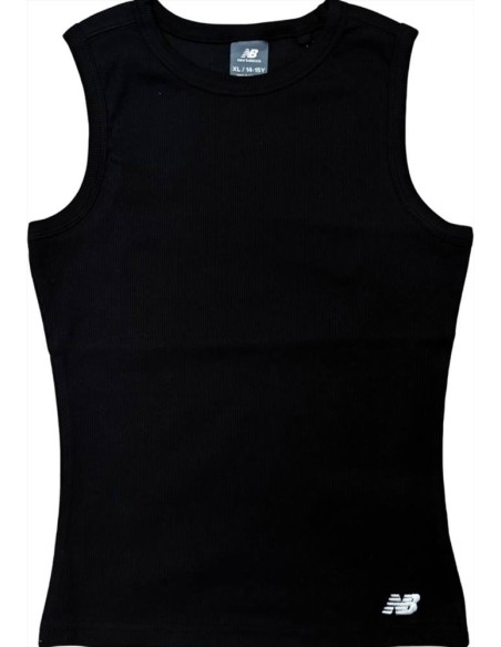 Canotta Nera da Ragazza a Costine in Cotone New Balance  - Vendita Mod