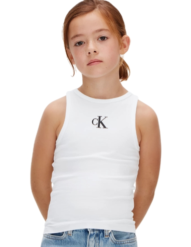 Canotta Calvin Klein Essential White Ragazza  - Vendita Moda sportiva 2