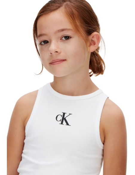 Canotta Calvin Klein Essential White Ragazza  - Vendita Moda sportiva