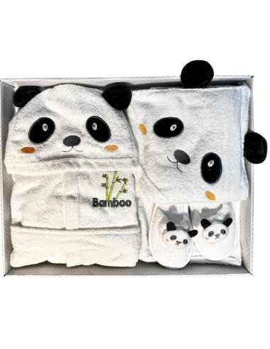 Set Coccole Panda – Accappatoio, Pantofoline e Asciugamano Baby  - Ven
