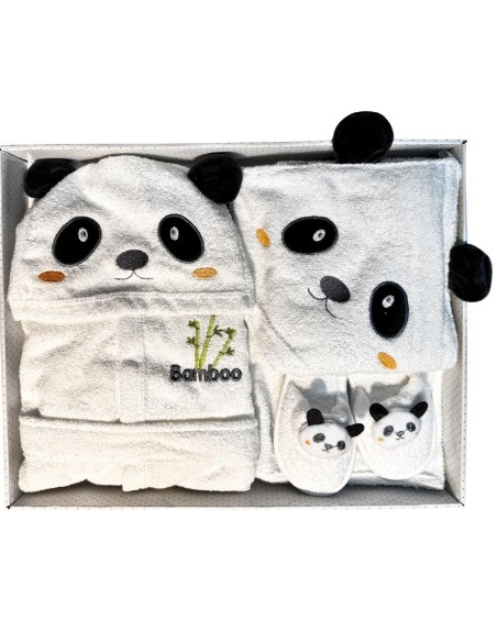 Set Coccole Panda – Accappatoio, Pantofoline e Asciugamano Baby  - Ven