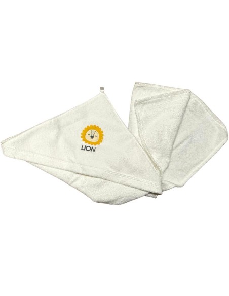 Set Bagno Neonato Leoncino Coccoloso 3 Pezzi in Morbido Cotone Bianco 