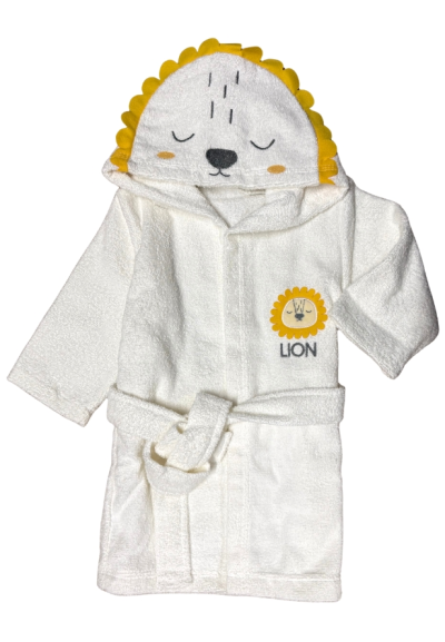 Set Bagno Neonato Leoncino Coccoloso 3 Pezzi in Morbido Cotone Bianco 