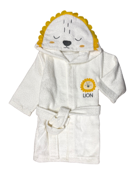 Set Bagno Neonato Leoncino Coccoloso 3 Pezzi in Morbido Cotone Bianco 